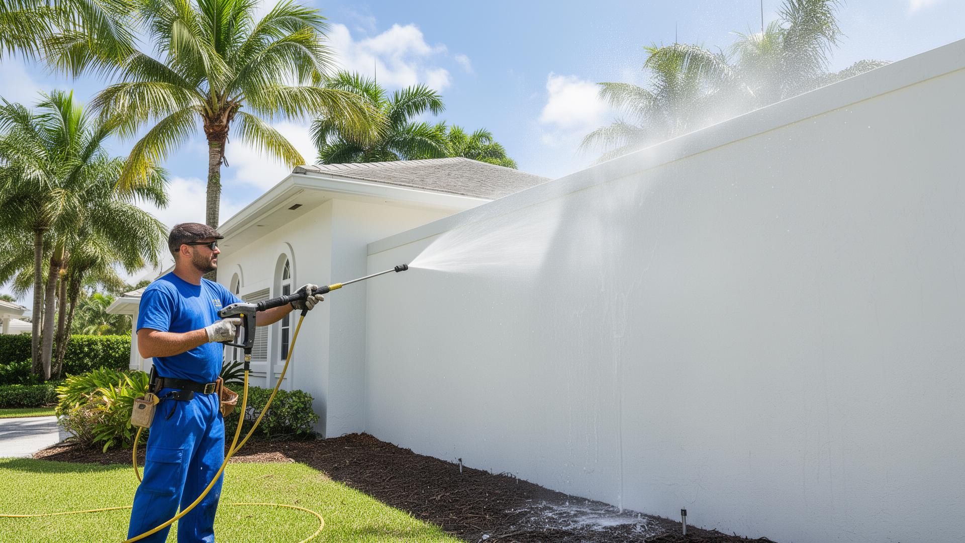 Pressure washing service in Palm Beach County at a residential property